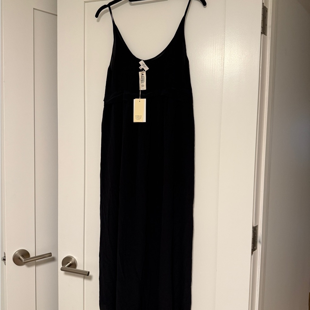 Aritzia Black Spaghetti Strap Silk Maxi Dress - Size S